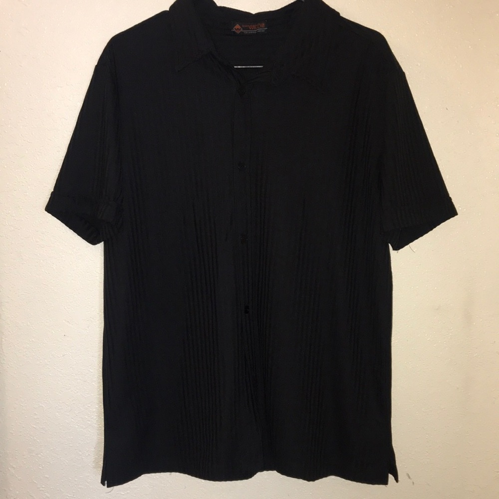 Men’s Black on Black Striped Polo